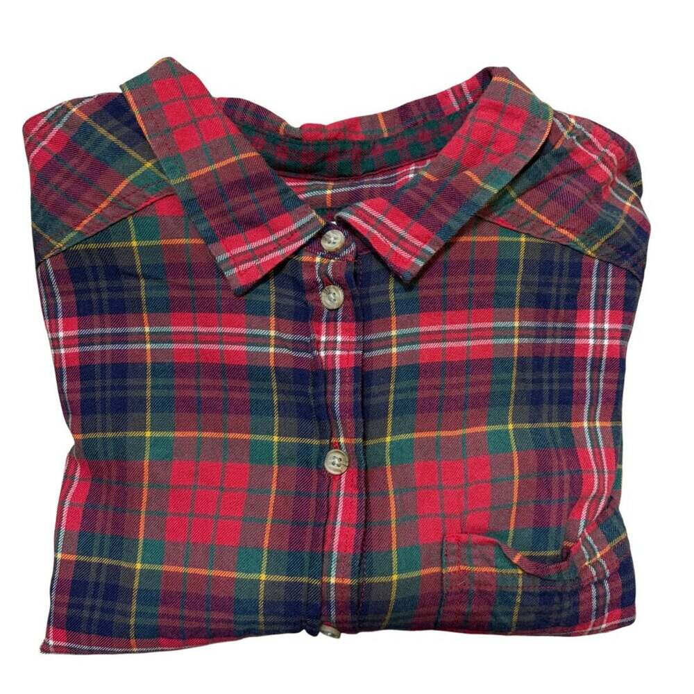 American Eagle AE Preppy Red Cozy Cabin Cropped Flannel - Size Large